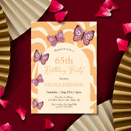Invitación Naranja de mariposa de oleada retro