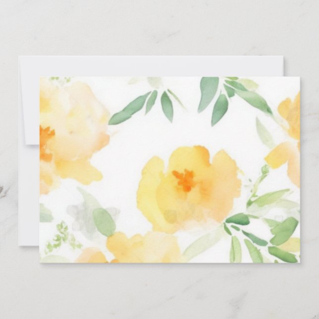 Invitación Naranja de melocotón amarillo elegante acuarela fl (Anverso)