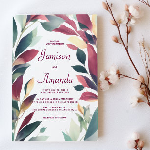 Invitación Naranja de menta tropical burgundy boda floral