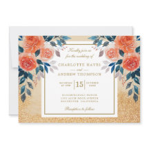 Naranja de moda Boda de acuarela floral