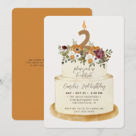 Invitación Naranja de moda otoño tarta de cumpleaños 2 de oto