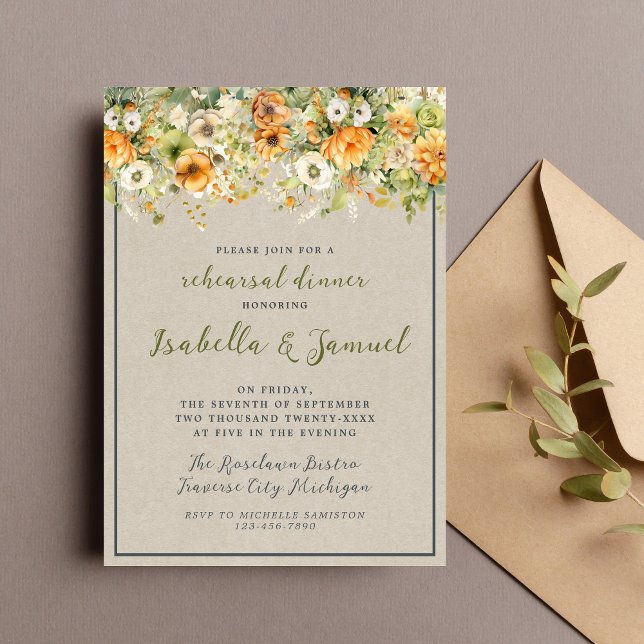 Invitación Naranja de otoño de floración Floral otoño Ensayo  (Subido por el creador)