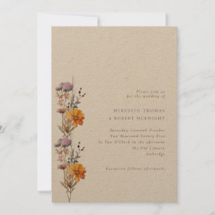 Invitación Naranja de otoño de Kraft y Boda de flores silvest