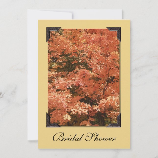 Invitación Naranja de otoño deja ducha de novia (Anverso)