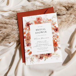 Invitación Naranja de otoño Floral Bridal Shower