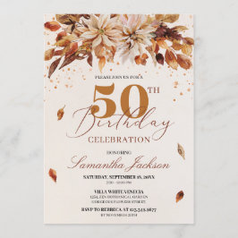 Invitación Naranja de otoño Flores Marigold Cooper 50 cumplea