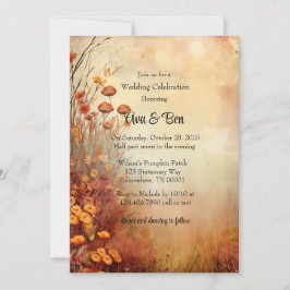 Invitación Naranja de otoño florió celebración de Bodas rusos