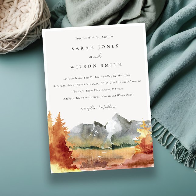 Invitación Naranja de óxido de otoño Boda de follaje de árbol (Subido por el creador)