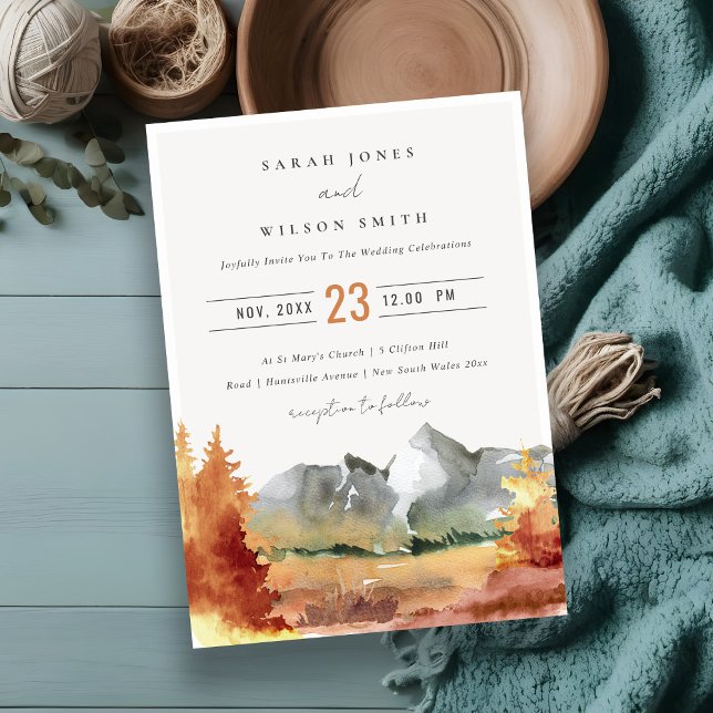 Invitación Naranja de óxido de otoño Boda de follaje de árbol (Subido por el creador)