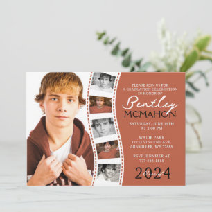 Invitación Naranja De Óxido Exclusivo Filmstrip 6 Graduación