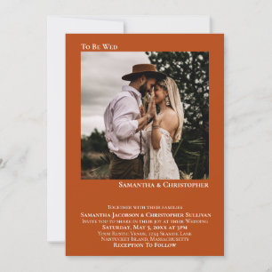 Invitación Naranja De Óxido Minimalista De Be Wed Boda Fotogr
