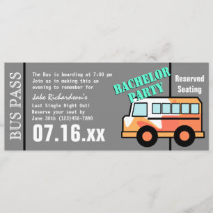 Invitación Naranja de pases de bachiller Party Bus