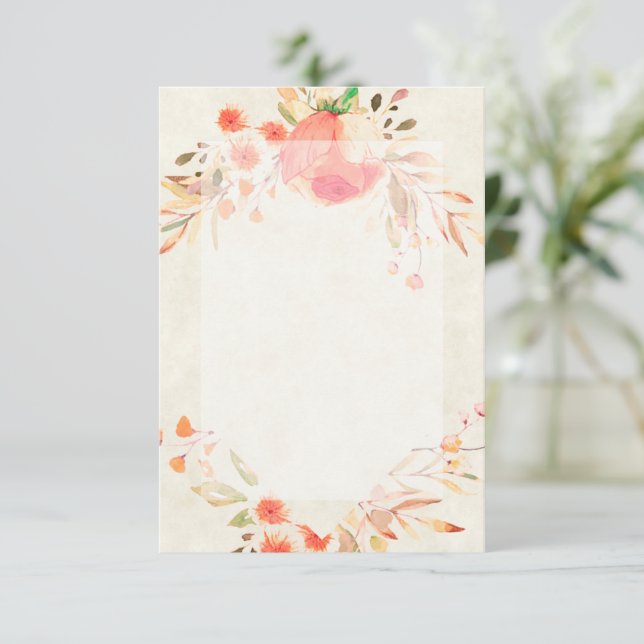 Invitación Naranja de presupuesto en blanco boda de flores (Anverso de pie)