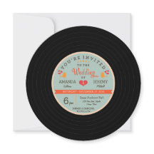 Naranja de registro de vinilo retro moderno Boda a