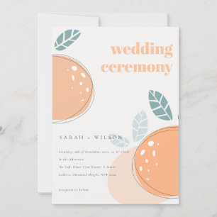 Invitación Naranja de resumen breve Leafy Fruity Boda audaz
