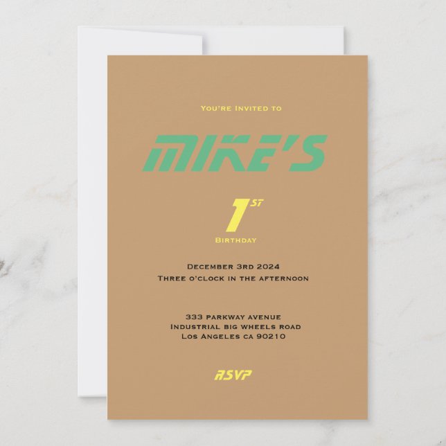 Invitación Naranja de ruedas de los monstruos, amarillo, rojo (Reverso)