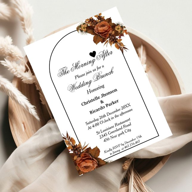Invitación naranja de script minimalista boda brunch fiesta (Subido por el creador)