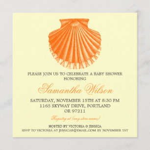 Invitación Naranja de Shell de concha de peregrino del