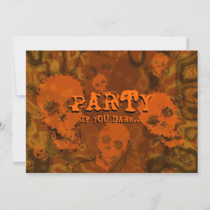 Invitación Naranja de Skull Specters "Fiesta... si te atreves