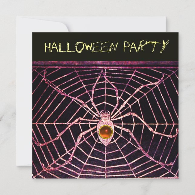 INVITACIÓN NARANJA DE SPIDER Y WEB AGATE BLACK HALLOWEB PARTY (Anverso)
