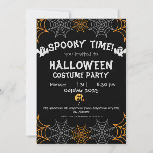 Invitación naranja de telaraña Spooky Adult Halloween Party