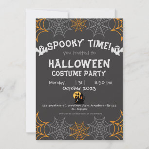 Invitación naranja de telaraña Spooky Adult Halloween Party