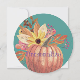 Invitación Naranja de terracota floral de calabaza de otoño y