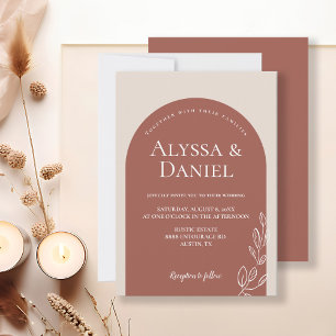 Invitación Naranja de Terracota minimalista boda de arco flor