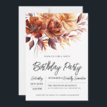 Invitación Naranja de Terracotta Cae Flores 60 cumpleaños<br><div class="desc">Las elegantes flores de color naranja de terracota crean un audaz arreglo floral en la parte superior de esta invitación de cumpleaños. Un sencillo guión le da un aire moderno.</div>