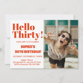 Invitación Naranja de tipografía audaz 30 cumpleaños