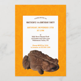 Invitación Naranja de toad americano y fiesta de cumpleaños d