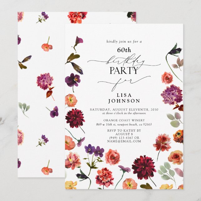 Invitación Naranja de verano quemado en el jardín de otoño 60 (Anverso / Reverso)