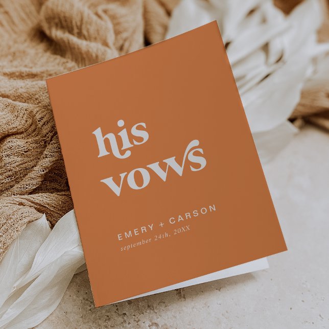 Invitación Naranja de verano retro sus votos Bodas (Retro Summer Orange His Vows Wedding Vow Books Invitation)