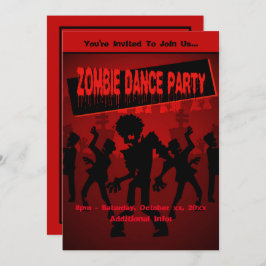Invitación Naranja de Zombie Dance Fiesta