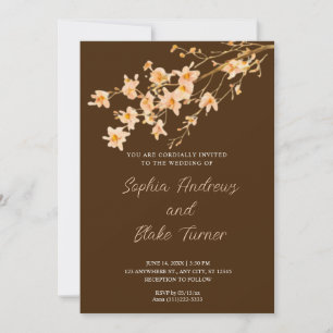 Invitación Naranja del atardecer Wildflowers Boda simple marr