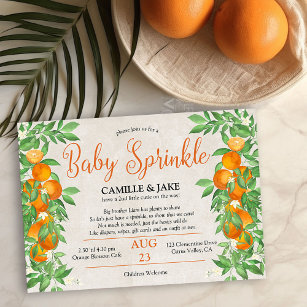 Invitación Naranja del Citrus Pequeña Cutie Bebé Neutral Spri