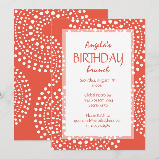 Invitación Naranja del cumpleaños tribal Boho Mosaic (Anverso / Reverso)