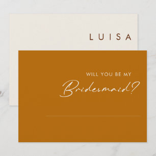 Invitación Naranja del Desierto Simple Bridesmaid Propuesta