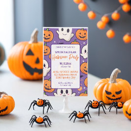 Invitación Naranja del partido Cumpkin Halloween Purple