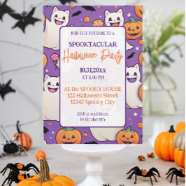Invitación Naranja del partido Cumpkin Halloween Purple