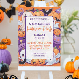 Invitación Naranja del partido Cumpkin Halloween Purple