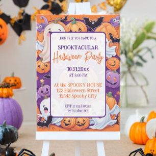 Invitación Naranja del partido Cumpkin Halloween Purple