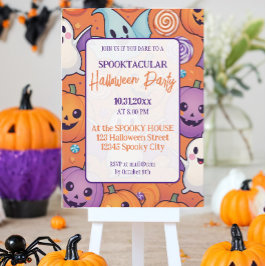Invitación Naranja del partido Cumpkin Halloween Purple
