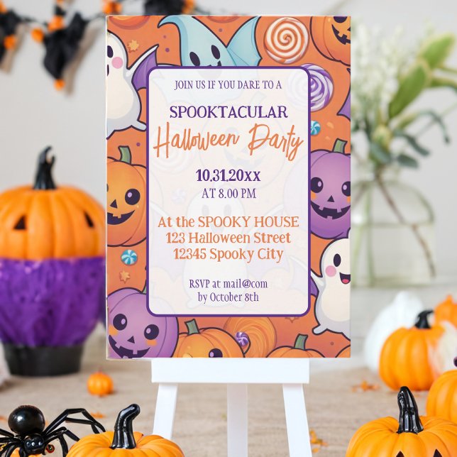 Invitación Naranja del partido Cumpkin Halloween Purple (Subido por el creador)