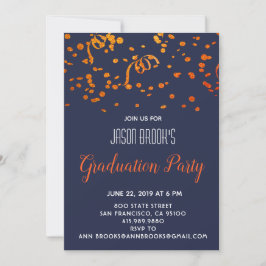 Invitación Naranja del Partido de Graduación, Confeti de oro 