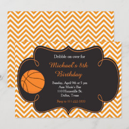 Invitación Naranja Deportivo de Baloncesto Cumpleaños