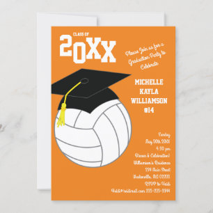 Invitación Naranja Deportivo de Graduación de Voleibol