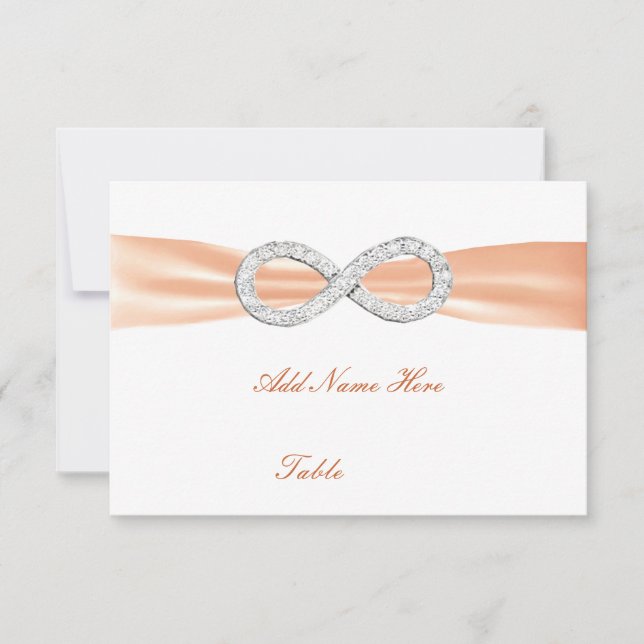 Invitación Naranja Diamond Infinity Boda Tabla Place Card (Anverso)