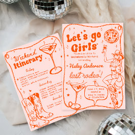 Invitación Naranja Disco Rodeo Cowgirl Bachelorette Weekend