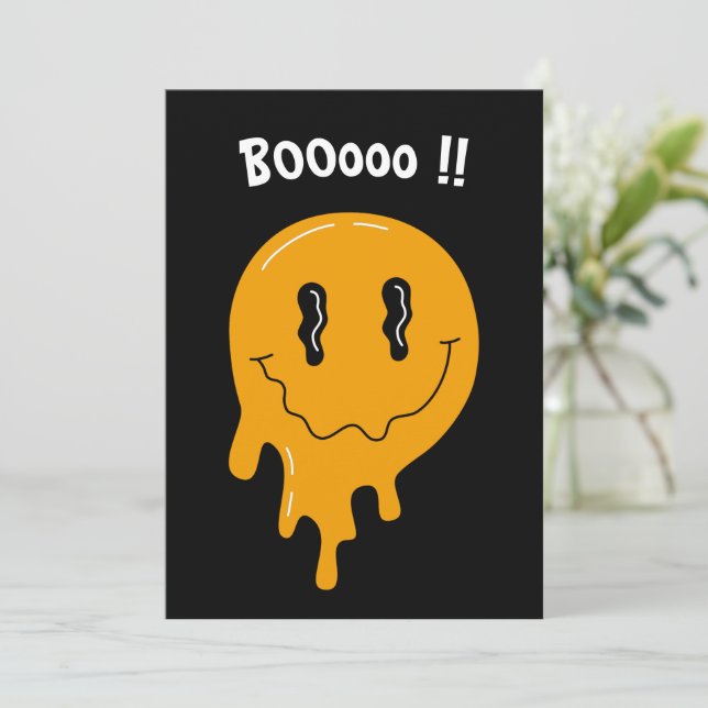 Invitación Naranja divertido de Halloween fantasma ☜ Personal (Anverso de pie)